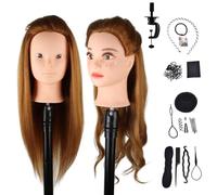 DaizySight Testina Parrucchiere con 60% Capelli Umani Veri, Testina Parrucchiere Manichino, Testa Formazione Acconciature Cosmetologia Studio Pratica Modello Taglio con morsetto (Oro, 60cm)