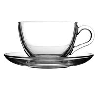 Dajar 64476 Pasabahce Basic - Set di 6 Tazze Tè con Piattini in Vetro, 21 ml