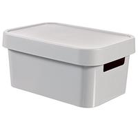 Dajar Curver 04746-099-00 Infinity-Scatola Porta Oggetti con Coperchio in plastica, Colore: Grigio Chiaro, 26,8 x 18,6 x 12,4 cm 4,5 L