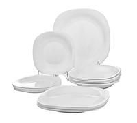 Dajar Luminarc - Servizio da tavola in Vetro temperato, 18 Pezzi, Colore: Grigio/Bianco