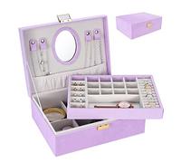 Dajasan Portagioie per ragazze, organizer per gioielli con specchio, portagioie in velluto per bambine e bambini, scatola regalo per Natale, compleanno, Capodanno (viola)