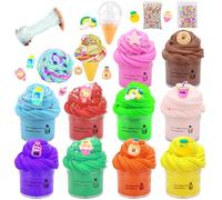 DAJASD 10 Pezzi Fluffy Butter Slime Set, Putty Giocattoli, Crystal Slime per Bambini, Kit Slime Burro, Bomboniere per Feste Slime Morbido ed Elasticizzato per Ragazze e Ragazzi Cadeau Compleanno,Feste