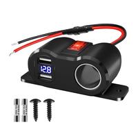 DAJASD 120W Caricabatteria da Auto Dual Presa USB, 12V/24V Accendisigari Caricatore di Ricarica Rapida Adattatore,Dual Presa USB per Caricabatteria da Auto con Interruttore e Display di Tensione a LED