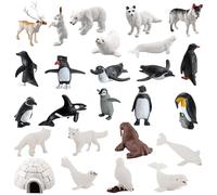 DAJASD 26 Pezzi Mini Set Di Giocattoli Per Animali Artici, Mini Giocattoli Di Animali Oceanici, Statuette Di Animali Polari, Pinguino Orso Polare Foca Gufo Di Neve Sotto Il Mare Vita Figure Per Bambin
