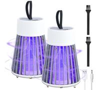 DAJASD 2PCS Lampada Antizanzare, 2 En 1 Lampada Zanzariera Elettrica, Portatile Buzzbug Mosquito Killer, Ammazza Zanzare Elettrico, Lampada Zanzare Ricaricabile per Casa Patio Giardino Campeggio