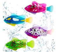 DAJASD 4 Pezzi Pesci Robo Fish, Riutilizzabile Pesce da bagno robot, Robot Fish Water con Luce, Giocattolo Elettronico, Pesce Robot per Bambini per Pesci Robot per Bambini Animali Domestici