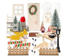 DAJASD 48 Pezzi Kit Porta dell Elfo Gnomo di Natale, Porta Elfo Natale Kit, Set Porta Elfo Natalizi, con Albero di Natale, Ghirlanda, Scopa, Lucerna, Stivali, Stampelle, Bambini Regalo di Natale