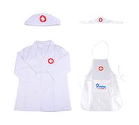 DAJASD 4PCS Costume da Medico per Bambini, Camicia Dottore Giocattoli Costume, Camice Laboratorio Bambino per Studenti, Cosplay, Giocattoli educativi Gioco (Grembiule da Infermiera + Cappello)