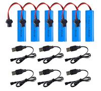 DAJASD 800 mAh Batterie 14500 Ricaricabili, 6 pezzi 3,7V RC Batterie Ricaricabili con spina SM-2P e caricatore USB, 3.7V Ricaricabile 800mAh Batterie al Litio Lon per auto telecomandate,armati, robot