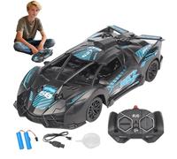 DAJASD Auto telecomandata 1:18 RC Auto giocattolo con telecomando, 2.4G Lamborghini telecomandato RC Auto, funzione spray, 2 batterie ricaricabili auto giocattolo per bambini 14+ adulti (blu)