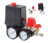 DAJASD Compressore d'aria, 1/4" Regolatore Pressione Compressore, Pressostato compressore con valvola di sicurezza e manometro, Regolatore di Pressione per Compressore,120 PSI, rulli da 5 a 8 bar