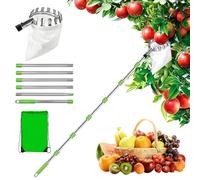 DAJASD Raccogli Frutta Telescopico, 2.4m Inox Raccogli Frutta da Albero | Con Borsa in Cotone, Bastone Raccogl Fruta, Regolabile Raccoglifrutta Per Raccogl Fichi Nespole Mele Ciliegie