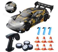 DAJASD RC Drift Car 1:22 4WD Gold Auto telecomandata con luci a LED e due batterie, 30 km/H High Speed 2.4 GHz RC Auto, Auto da corsa telecomandata per adulti