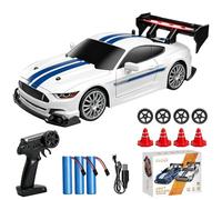 DAJASD RC Drift Car, 1:24 4WD Gold Auto telecomandata | con luci a LED e 3 batterie, 30 km/h, auto RC ad alta velocità, 2,4 GHz, auto da corsa telecomandata per adulti (bianco)