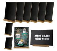 DAJAVE 10 Pezzi Mini Lavagna Piccola 15x22cm Lavagnette Segnaposto con Cavalletto, Lavagna da Tavolo Bifacciale con Base in Legno, Lavagnetta Cancellabile Nera per Buffet e Messaggi
