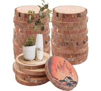 DAJAVE 20 Dischi Legno Senza Buco Diametro 9 a 10 cm, Kit Pirografo per Legno Professionale - Strumento per Lavori di Pirografia su legno Fai da Te - Ideale per Tronco legnos e Artigianato