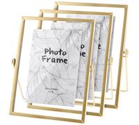 DAJAVE 3 cornici per foto in vetro, 15 x 20 cm, in vetro, formato A5, in vetro, in metallo, per pressato, doppio vetro da 6 pollici