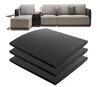 DAJAVE 3 pannelli di supporto per divano, 50 x 50 cm, supporto per cuscino per seduta cadente, ricambio ad alta densità, cuscini curvi per mobili, per riparare sotto il cuscino, nero