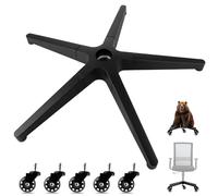 DAJAVE Sedia da ufficio a forma di croce da 200 kg, in metallo, diametro 70 cm, universale, per ruote da 11 mm x 22 mm e molla a gas da 50 mm, durevole, stabile, con base in metallo nero