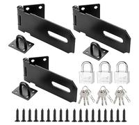 DAJAVE Set di 3 lucchetti in acciaio inox con lucchetto e viti, serratura a chiavistello, per cancello da giardino, capannone, garage, porta dell'armadio
