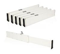 DAJAVE Set di 6 Divisori per Cassetti, Organizzatori per Cassetti Regolabili(33,2-55cm, Alti 6cm), Divisori Cassetti per Organizer, Separatori per Cassetti per Camera da Letto/Bagno/Cucina/Ufficio