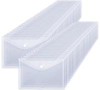 DAJAVE Set di 60 buste in plastica A5, trasparenti con patta, portadocumenti in formato A5 con bottone a pressione, sacchetti trasparenti a5 per file, carta, ricevute, compiti
