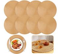 DAJAVE Set di 8 tovagliette rotonde, lavabili, 38 cm, rotonde, dorate, intrecciate, resistenti al calore, placemat, tovagliette rotonde, dorate