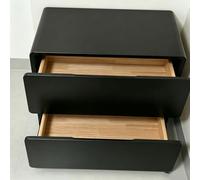 DAJIAYIQI Comodino in Legno Massello, Comodino Minimalista per la Camera da Letto con 2 Cassetti - Ideale per la Zona Notte e l'Organizzazione dello Spazio(Black,30cm)