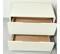 DAJIAYIQI Comodino in Legno Massello, Comodino Minimalista per la Camera da Letto con 2 Cassetti - Ideale per la Zona Notte e l'Organizzazione dello Spazio(White,50cm)