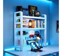 DAJIAYIQI Libreria da scrivania a 2 livelli, organizer da tavolo in metallo con pannello forato (pegboard), scaffale multiuso per libri e forniture da ufficio(53.14 * 9.84 * 38.18in)