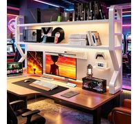 DAJIAYIQI Libreria Da Scrivania A 2 Ripiani, In Metallo, Con Pannello Forato, Versatile E Funzionale. Ideale Per Internet Café, Sale E-sport E Sale Giochi.(38.18")