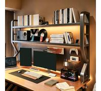 DAJIAYIQI Libreria Da Scrivania A 2 Ripiani, Libreria In Metallo A Forma Di K Con Pannello Forato, Organizer Da Appoggio Per Dormitorio O Ufficio(38.18 * 9.84 * 39.37in)
