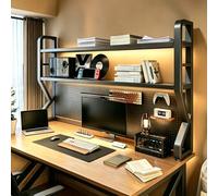 DAJIAYIQI Libreria Da Scrivania A 2 Ripiani, Libreria In Metallo A Forma Di K Con Pannello Forato, Organizer Da Appoggio Per Dormitorio O Ufficio(22.44 * 9.84 * 39.37in)