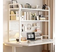 DAJIAYIQI Libreria da scrivania a 2 ripiani, organizer da piano con pannello forato, libreria in metallo adatta per uffici, biblioteche e archivi(45.27")