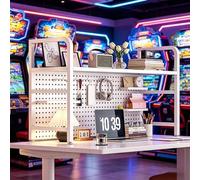 DAJIAYIQI Libreria da scrivania con ripiano superiore, organizer in metallo con pannello forato, adatta a banchi da lavoro, uffici e archivi.(37.4")