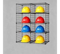 DAJIAYIQI Organizzatore e Porta-Caschi di Sicurezza, Scatole Contenitore Impilabili, Rastrelliera e Gancio per Caschi Rigidi (Hard Hat) per Garage e Officina(Black,8-Unit)