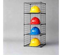 DAJIAYIQI Organizzatore e Porta-Caschi di Sicurezza, Scatole Contenitore Impilabili, Rastrelliera e Gancio per Caschi Rigidi (Hard Hat) per Garage e Officina(Black,4-Unit)