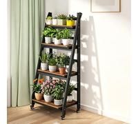 DAJIAYIQI Portapiante a scala a 4 livelli, scaffale pieghevole, supporto multiplo per vasi, espositore per piante grasse - Nessun assemblaggio richiesto(With wheels B,70cm)