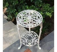 DAJIAYIQI Tavolini Da Caffè Rotondi In Ferro Battuto, Tavolini Da Bistrò Per L'arredo Giardino, Realizzati In Ghisa Con Motivi A Rilievo, Tavolino Laterale Da Esterno(White)