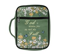 Dajingkj Custodia per bibbia con fiori, da donna, di grandi dimensioni, con tasche, tracolla, cerniera, organizer per il trasporto, borsa per la chiesa, accessori per la Bibbia con manico