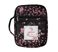 Dajingkj Custodia per bibbia con fiori, da donna, di grandi dimensioni, con tasche, tracolla, cerniera, organizer per il trasporto, borsa per la chiesa, accessori per la Bibbia con manico