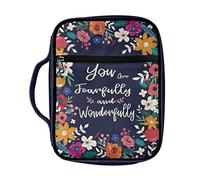 Dajingkj Custodia per bibbia con fiori, da donna, di grandi dimensioni, con tasche, tracolla, cerniera, organizer per il trasporto, borsa per la chiesa, accessori per la Bibbia con manico