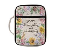 Dajingkj Custodia per bibbia con fiori, per ragazze, di grandi dimensioni, con tasche, tracolla, cerniera, organizer per il trasporto, borsa da chiesa, accessori per la Bibbia con manico