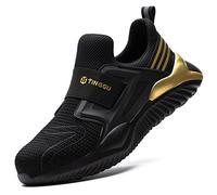 Dajingkj Scarpe antinfortunistiche da uomo, leggere, da lavoro, da donna, traspiranti, di sicurezza, Nero , 46 EU