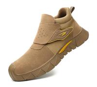 Dajingkj Scarpe antinfortunistiche da uomo per saldatore, leggere, con doppia custodia, anti-scottatura, resistenti agli urti e ai punti, antiscivolo, con punta in acciaio, Cachi Doppia Custodia