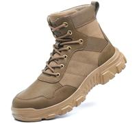 Dajingkj Scarpe da lavoro da uomo scarpe antinfortunistiche da donna sneakers da montagna, punta media protegge caviglia scarpe con punta in acciaio, marrone, 42 EU