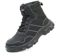 Dajingkj Scarpe da lavoro da uomo scarpe antinfortunistiche da donna sneakers da montagna, punta media protegge caviglia scarpe con punta in acciaio, Nero , 43 EU