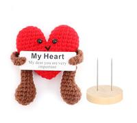 DAJOOEE Confezione di patata positiva con guarnizione, portafortuna, regalo per donne e uomini, in lana per lavorare a maglia positiva, patate, bambole, regali (cuore postivo)