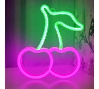 DAKABUKA Cherry Insegna al Neon Rosa Verde Ciliegie Luci al Neon Frutta Carina Segni a LED per la Camera dei Bambini Ristorante Bar Negozio di frutta Batteria USB Neon Segni