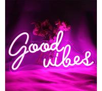 DAKABUKA Good Vibes,Luci notturne a LED per decorazione da parete, 5 V, alimentate tramite USB, con interruttore dimmerabile, camera da letto, feste, hotel, decorazione ricreativa (40.6x19.1 cm)